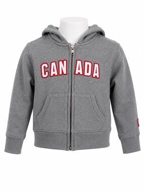 Size 2 Hudson Bay Kids Canada Full Zip Hoodie Gray Fleece Logo Sweatshirt